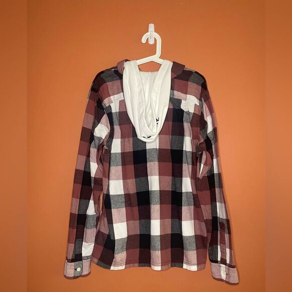 NWT Hollister Long Sleeve Flannel Shirt with Hood Mens Size M - Picture 3 of 5